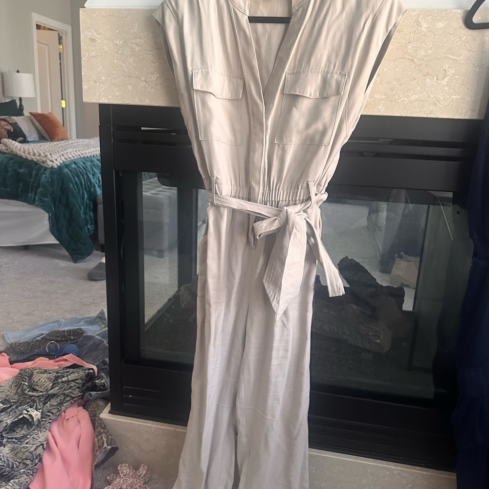 INC international concepts Cream utility Jumpsuit